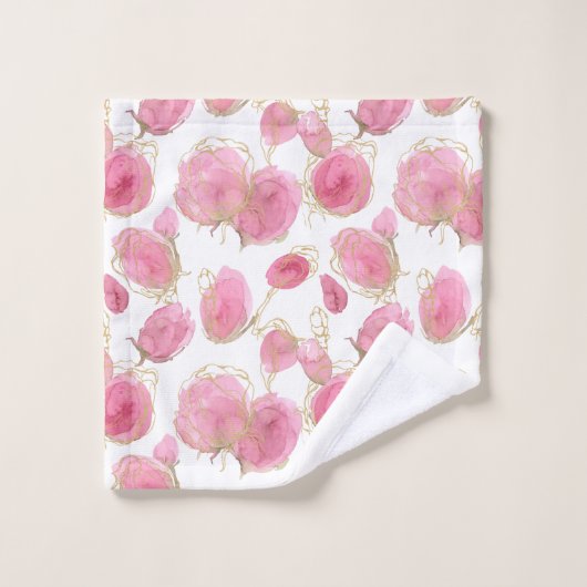 Roze rozen bad handdoek (Wasdoekje)
