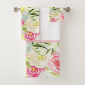 roze rozen bad handdoek (Insitu)
