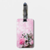 Roze rozen bagagelabel (Achterkant verticaal)