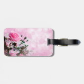 Roze rozen bagagelabel (Achterkant horizontaal)