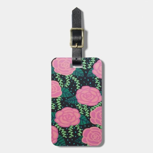 Roze Rozen Bagagelabel (Voorkant verticaal)