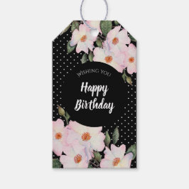 Roze rozen Ballerina Black White Polka Dots Design Cadeaulabel