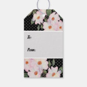 Roze rozen Ballerina Black White Polka Dots Design Cadeaulabel (Achterkant)