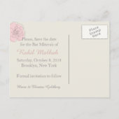 Roze rozen Bat Mitswa Save the Date Briefkaart (Achterkant)