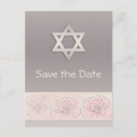 Roze rozen Bat Mitswa Save the Date Briefkaart (Voorkant)