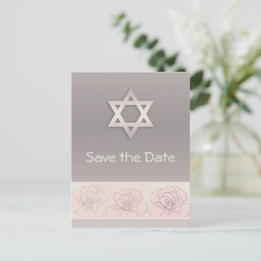 Roze rozen Bat Mitswa Save the Date Briefkaart (Staand voorkant)