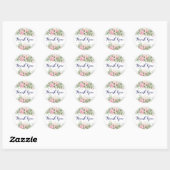 Roze rozen bedank je stickers (Vel)