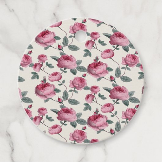 Roze rozen bedankjes labels (Voorkant)