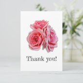 Roze rozen bedankkaart (Staand voorkant)