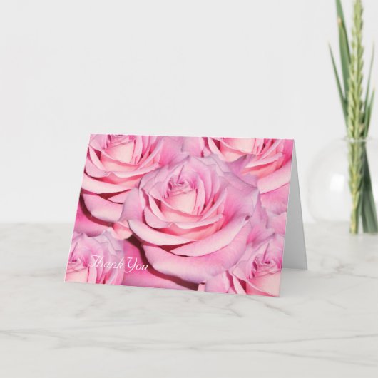 Roze rozen bedankkaart (Voorkant)
