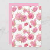 Roze rozen bedankkaart (Voorkant / Achterkant)