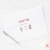 Roze rozen - bedankt bruidsdouche vierkante sticker (Envelop)
