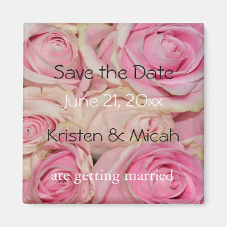 Roze Rozen Bewaar de datum Magneet