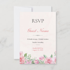 Roze Rozen Bewerkbare Huwelijks RSVP-reactiekaart RSVP Kaartje