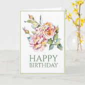 Roze rozen Birthday 5x7 gevouwen Kaart (Gele Bloem)