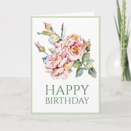 Roze rozen Birthday 5x7 gevouwen Kaart