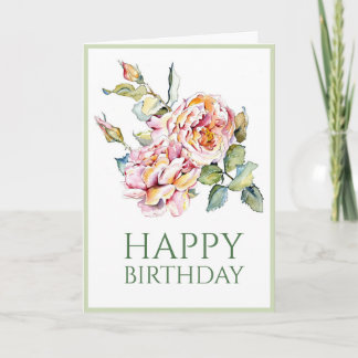 Roze rozen Birthday 5x7 gevouwen Kaart