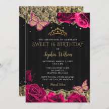  roze rozen Black Gold Lace Sweet 16