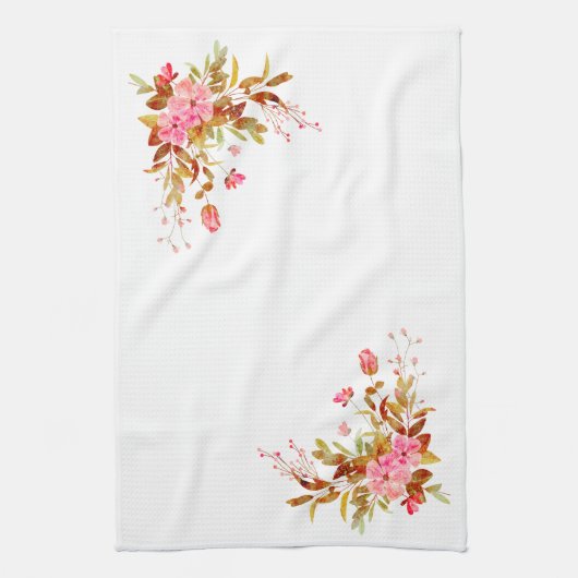 roze Rozen bladeren Theedoek (Verticaal)