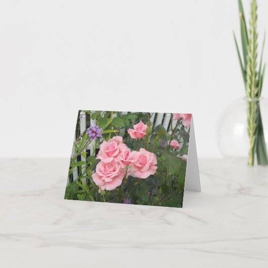 Roze rozen blanco gevouwen notitiekaart (Voorkant)