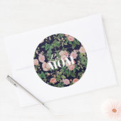 Roze Rozen Blauw  Botanische Tuin Ronde Sticker (Envelop)