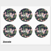 Roze Rozen Blauw  Botanische Tuin Ronde Sticker (Vel)