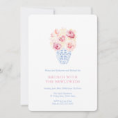  roze rozen blauw en witte Passen getrouwd Brunch Kaart (Voorkant)