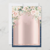 Roze Rozen, Blauw Hout Roos Goud 40e Verjaardag Kaart (Achterkant)