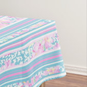 Roze rozen, blauw, roze, witte strepen, tablet tafelkleed (Voorbeeld)