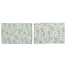 Roze Rozen Blauw Witte Strepen