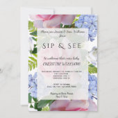 Roze rozen & blauwe Plumbago Sip & See Kaart (Voorkant)