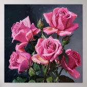 Roze Rozen Bloem Art Print Poster (Voorkant)