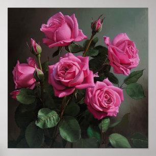 Roze Rozen Bloem Art Print Poster