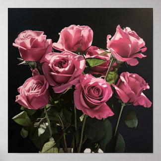 Roze Rozen Bloem Art Print Poster