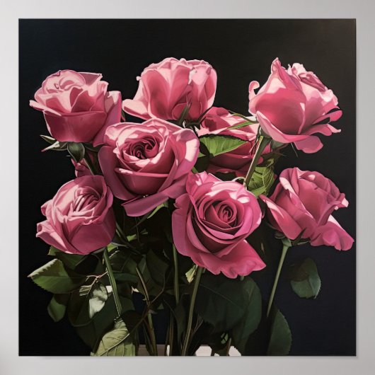 Roze Rozen Bloem Art Print Poster (Voorkant)