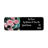 Roze rozen bloem bloem terug adreslabels etiket (Voorkant)