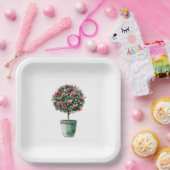 Roze Rozen Bloem Boom Bruidsmeisje Feest Papieren Bordje (Feest)