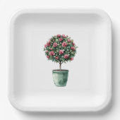 Roze Rozen Bloem Boom Bruidsmeisje Feest Papieren Bordje (Voorkant)