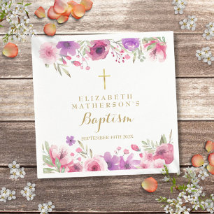Roze Rozen Bloem Doop Christening Servet