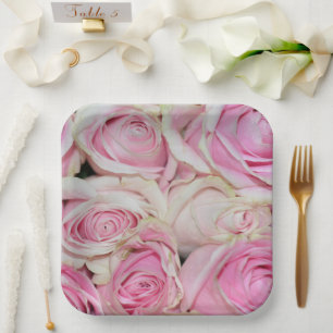 Roze Rozen Bloem (fotografie door mij) Liefde Brui Papieren Bordje