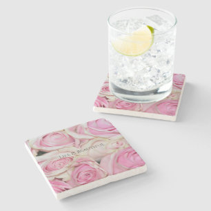 Roze Rozen Bloem (fotografie door mij) Stenen Onderzetter