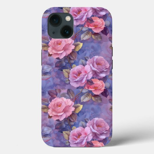Roze rozen bloem iPhone hoesje bloemen (Achterkant)