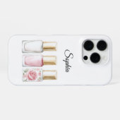 Roze Rozen Bloem Nagellak iPhone Hoesje (Achterkant horizontaal)