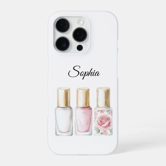 Roze Rozen Bloem Nagellak iPhone Hoesje (Achterkant)