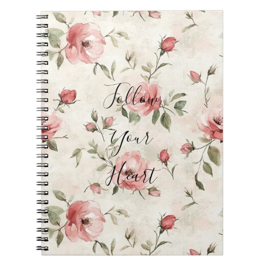 Roze Rozen Bloem Notitieboek (Voorkant)