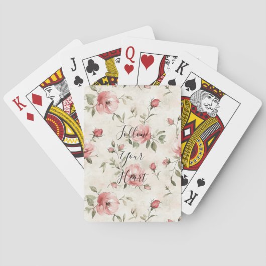 Roze Rozen Bloem Pokerkaarten (Achterkant)