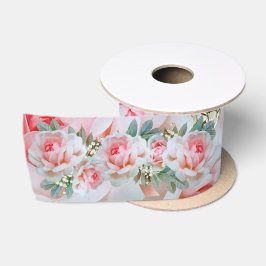 Roze Rozen Bloem Satijnen Lint