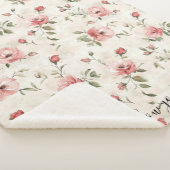 Roze Rozen Bloem  Sherpa Deken (3/4)