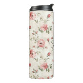 Roze Rozen Bloem Thermosbeker (Gedraaid links)