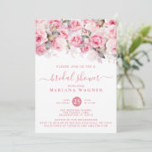 Roze Rozen Bloemachtige Bruids Bruiloft Kaart (Staand voorkant)